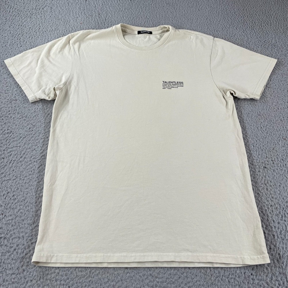 Talentless‎ Mens T Shirt Large Beige 100% Cotton Short Sleeve Regular Fit Tee